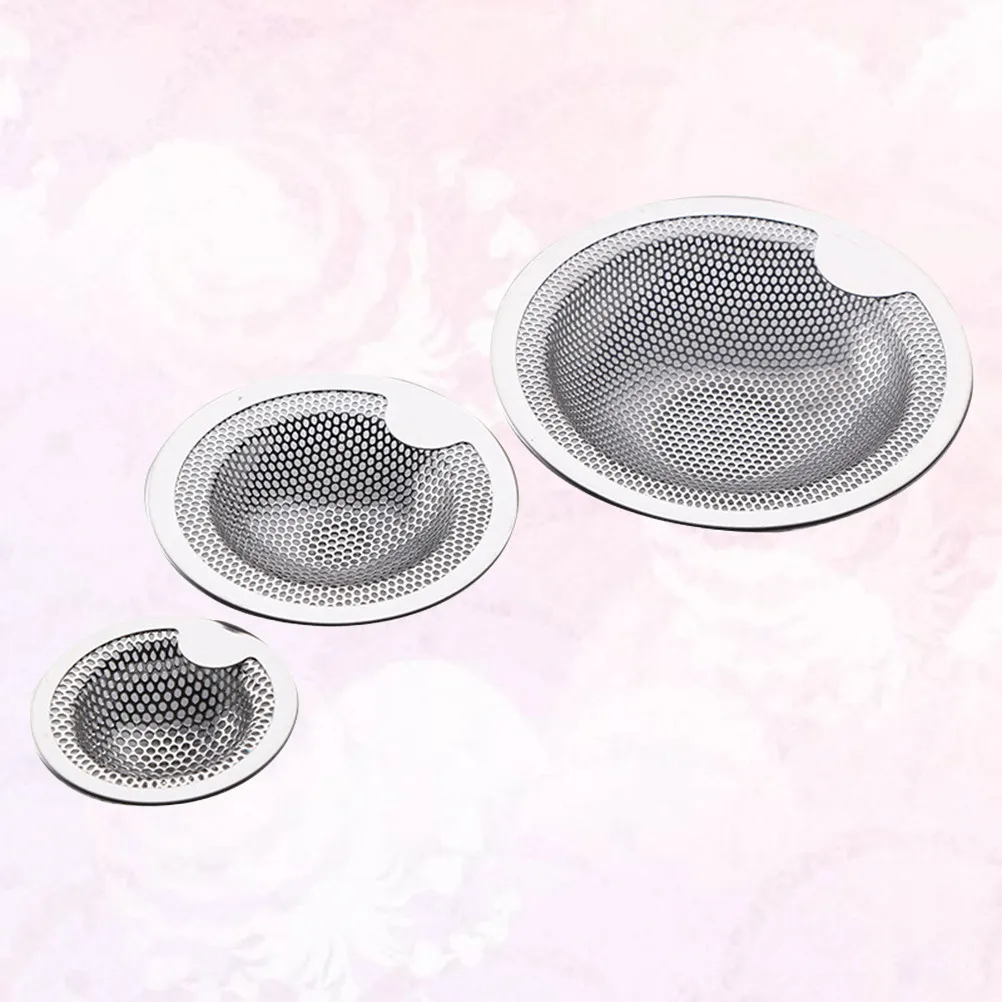 

3Pcs Stainless Steel Filter Net Rustproof Floor Drain Hair Strainer Bathroom Kitchen Bathtub Drain Filter Easy Clean