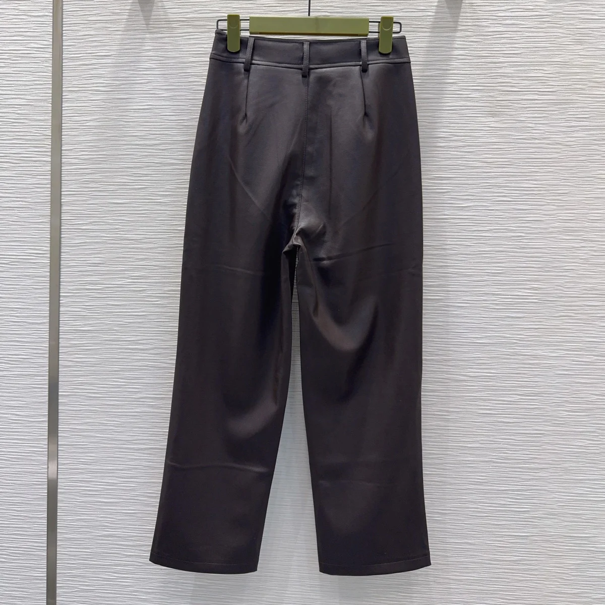 High Quality Women High Waist Straight Cropped Pants, Matte Faux Leather Gold Button Slim Casual Trousers lyt26101225