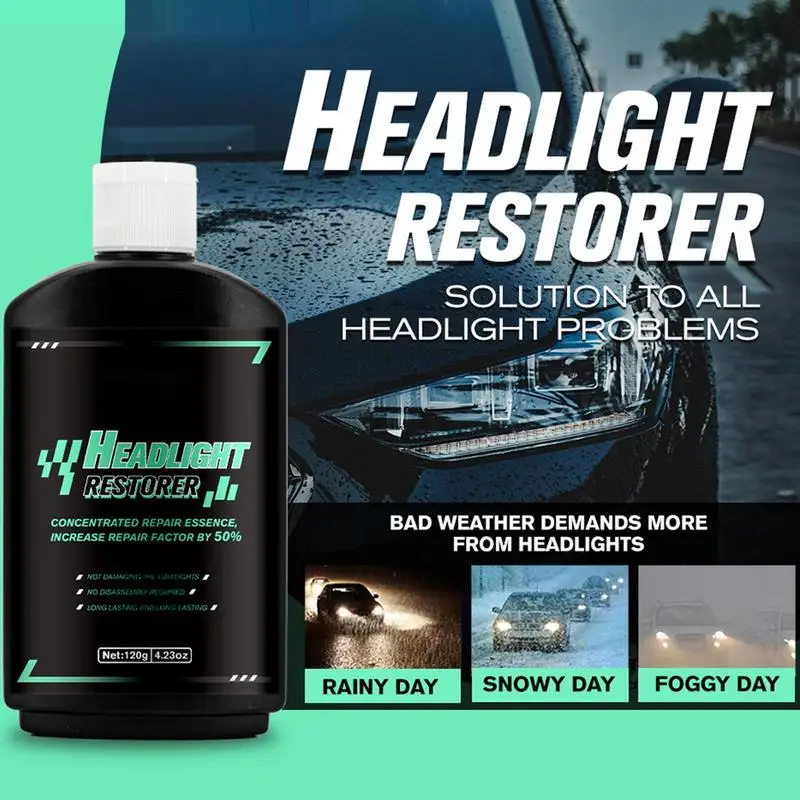 Auto Headlight Lens Restorer Instant Renewal 120g Headlight Cleaner RestorerWith Sponge Auto Headlight Repair Polish Cleaner