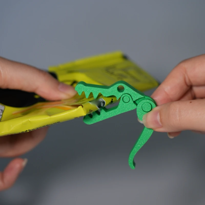 Crocodile Chip Bag Clip 3D Printed Alligator Food Sealer Cute Bag Clamp Green 3 Sizes 5/10pcs