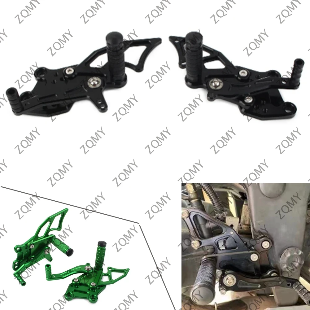 

Motorcycle Rear Sets Foot Pegs Rest Pedal Footrest For Kawasaki NINJA300R EX300 2013-2016 Black/Green Aluminum