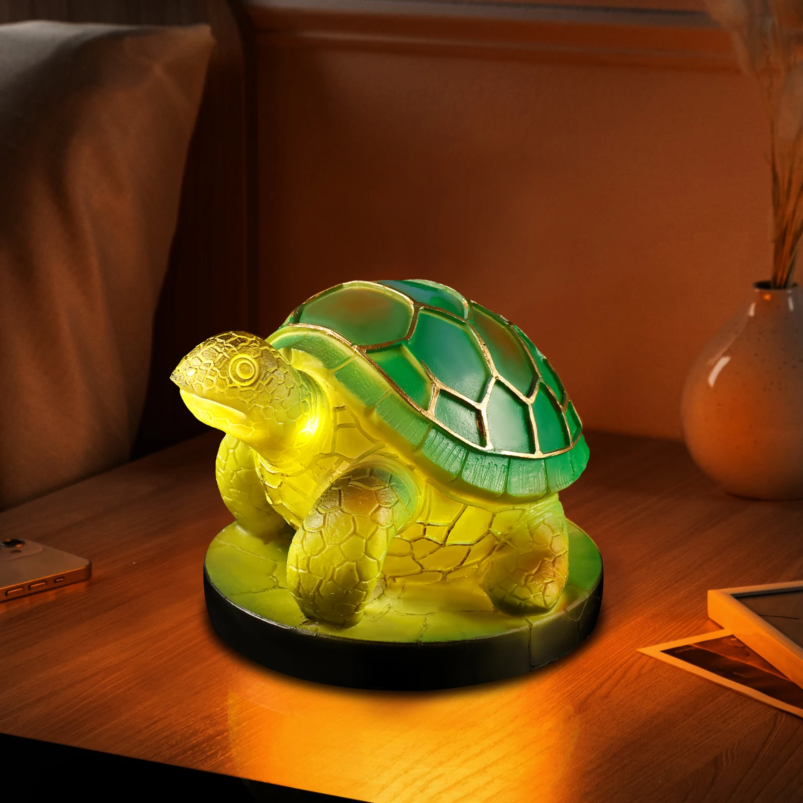 Creature Table Lamp Resin Stained Glass Creature Lamp Retro Decoration Night Lamp Vintage Sea Turtle Sheep Horse Shape Desk