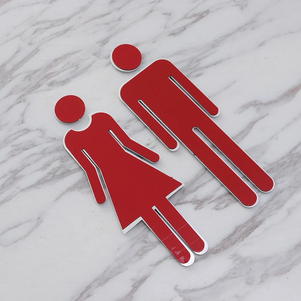 4 pcs Creative Toilet Sign Restroom Identification Plate Plastic Washroom Direction Sign For Home Hotel Public Toilet Lavatory