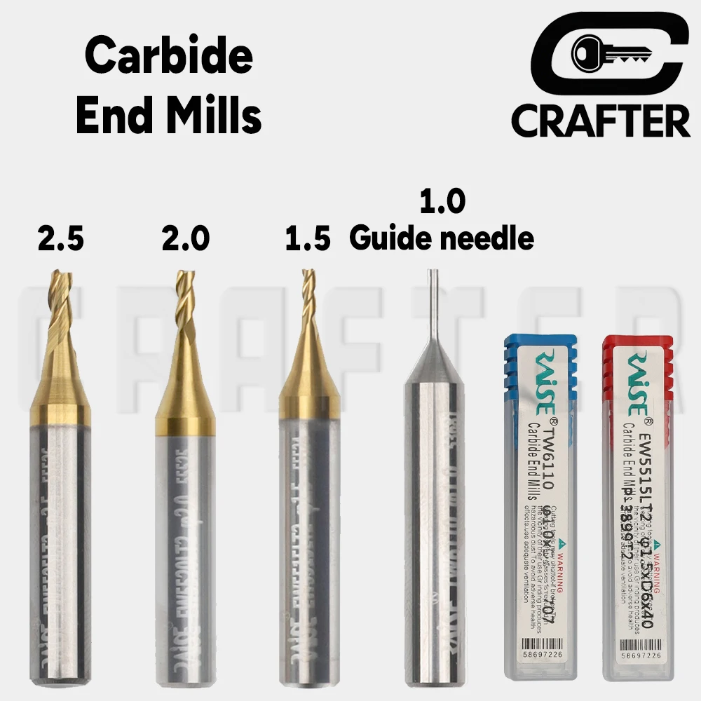 Fresas de metal duro revestidas de metal especiais da Key Crafters para máquina CNC, cortador de metal plano, compatível com Xhorse XC-MINI XP005