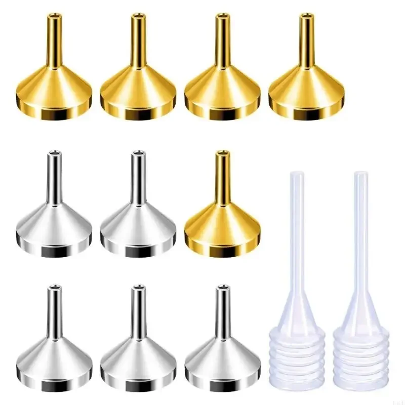 28GF Small Metal Funnel with 2Pcs Mini Pipette Stainless Steel Funnel for Filling Bottle Containers Oil Liquid Transfer