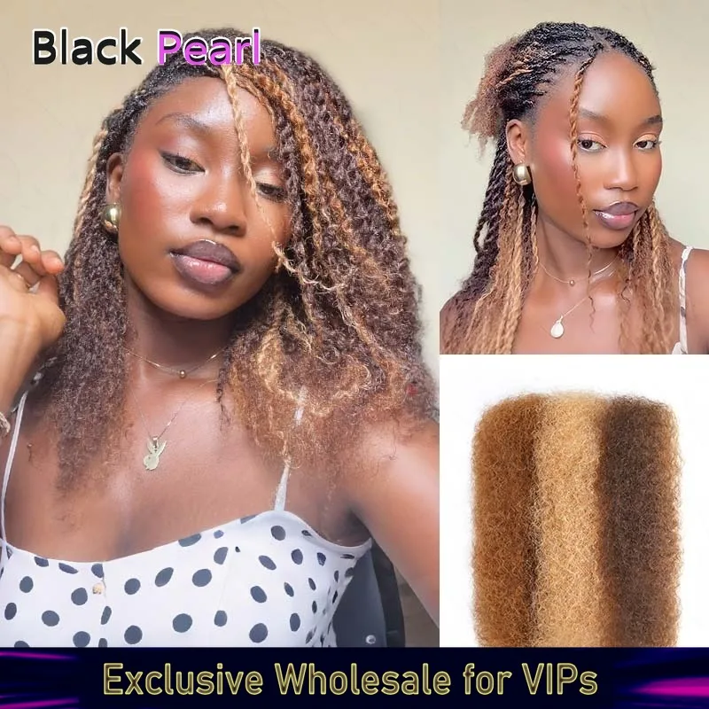 Afro Kinky Bulk Three Colors P4/30/27 Human Hair For Braiding Dreadlock Hair 50g Per Pack QVR Virgin Remy Human Hair Extensions