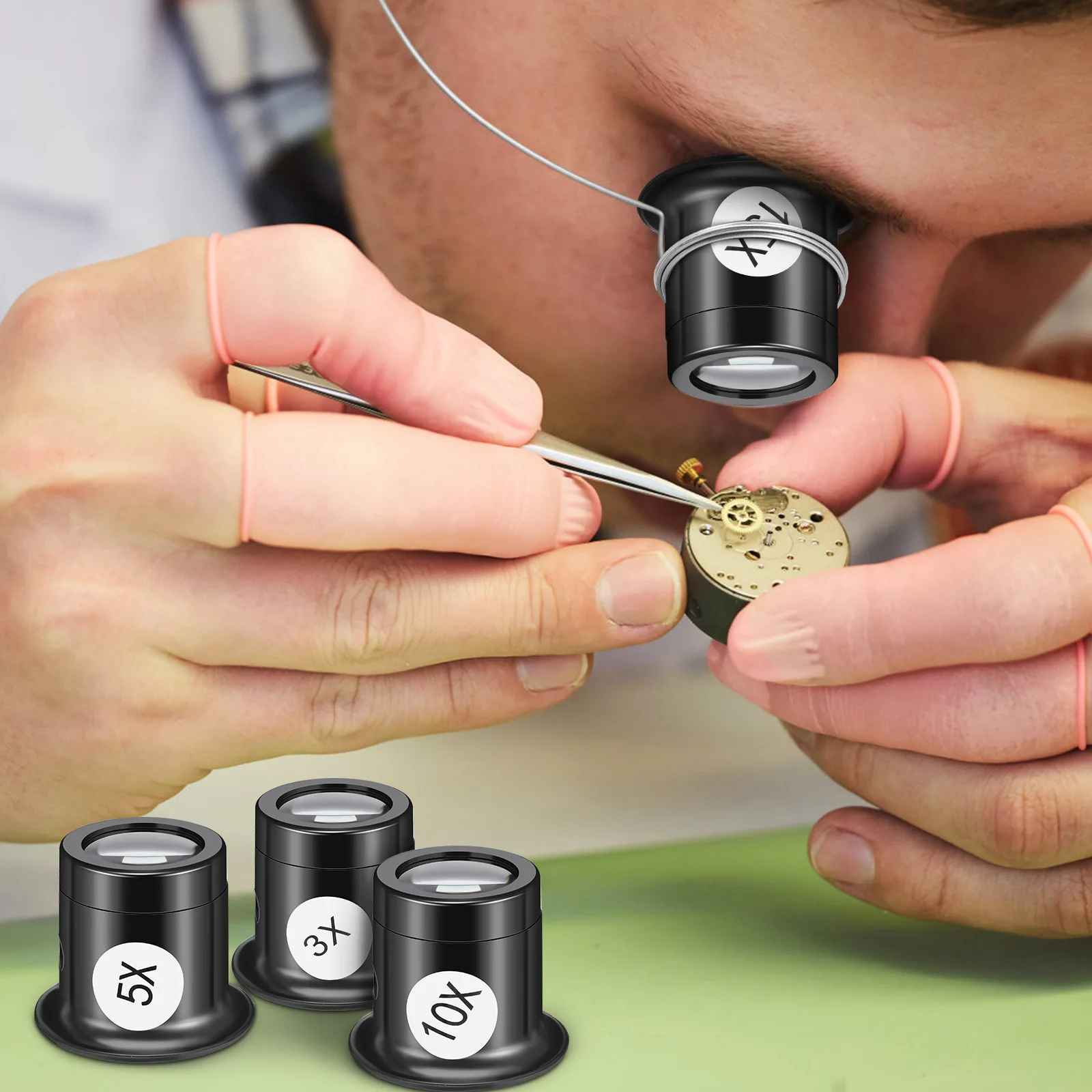 

1Set Eye Mount Magnifying Glass Professional Loupe for Jewelers with Comfortable Headband for Watch and Coin Inspection