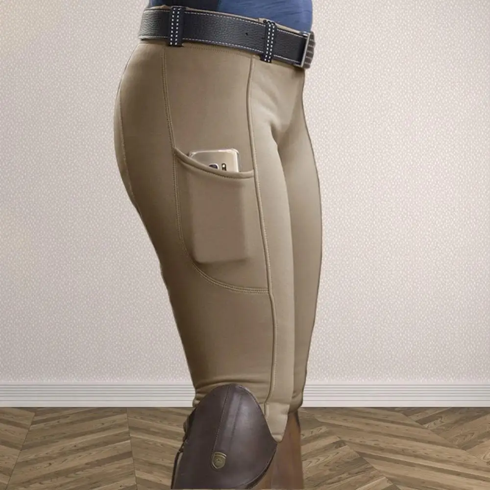

Профессиональные брюки для верховой езды, однотонные женские спортивные брюки с карманами и подтяжкой бедер, эластичные брюки для верховой езды, брюки для скачек