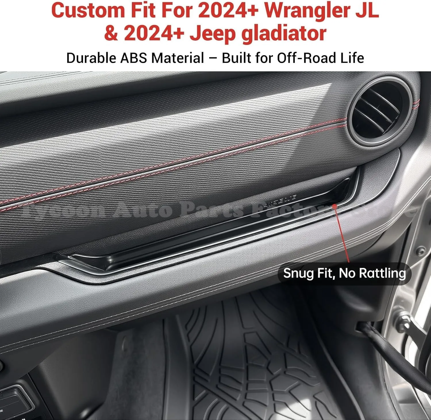 Passenger Side Grab Handle Storage Box Organizer Tray Compatible with Jeep Wrangler 2024‑2026 Interior Accessories