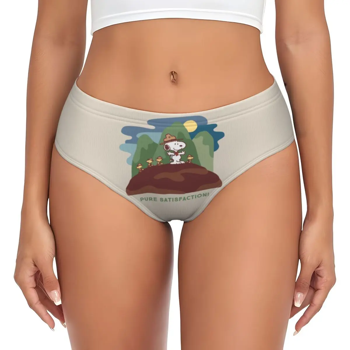 Custom Womens Snoopys Woodstock Pure Satisfaction Brief Panties Female Breathable Cartoon Dog Underwear Underpants