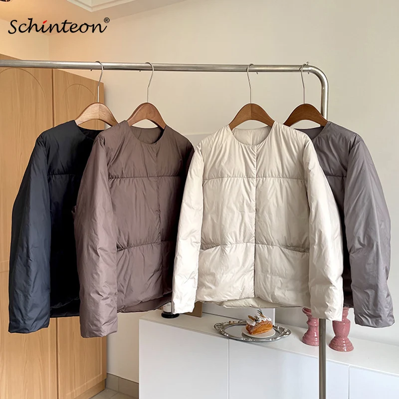 Manteau en duvet de canard blanc léger pour femme, veste en duvet de canard, vêtements d'extérieur chauds, simple, solide, document, automne, hiver, nouveau, 2024