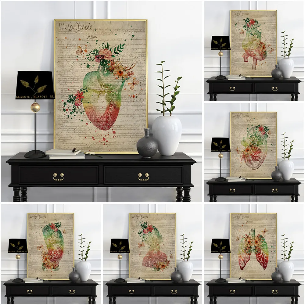 Medical Education Poster Canvas Painting Human Anatomy Art Print Watercolor Wall Picture Hospital Clinic Decor