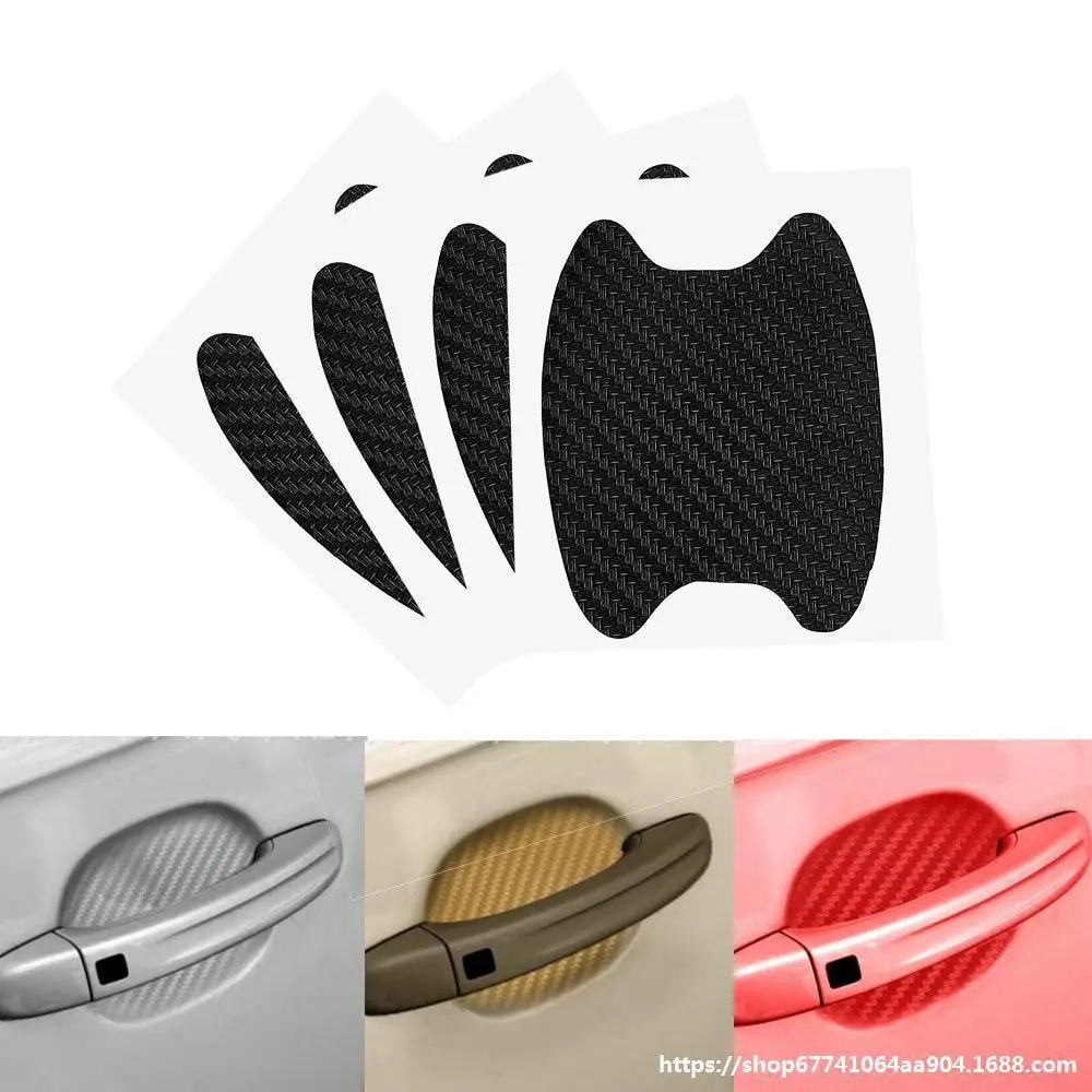 

4pcs/Set Carbon Fiber Texture Car Door Handle Cup Scratch Protective Stickers Exterior Waterproof Auto Door Bowl Sticker