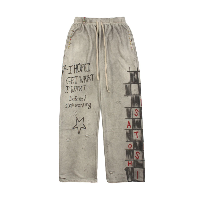 Street Washed Satoshi Nakamoto Pants Men Woman Vintage Oversized Casual Joggers Sweatpants Do Old Trousers