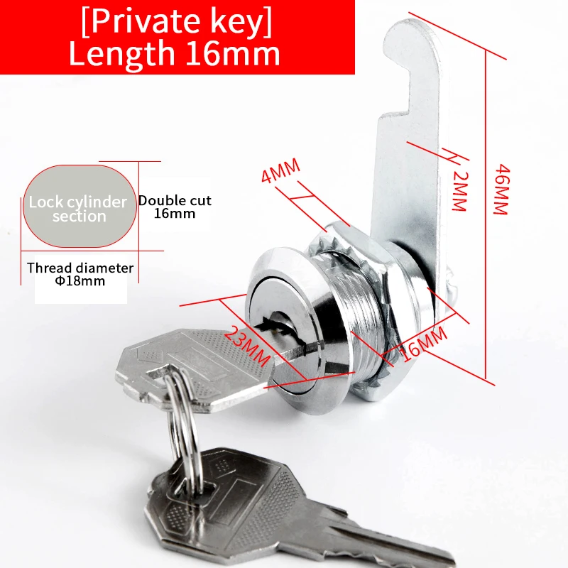 20 SETS Metalen Cilinderkast Beveiliging Locker Cam Lock Met 2 Sleutels Dezelfde Sleutel Verschillende Sleutel Beveiliging Brievenbus Slot Lade 16mm