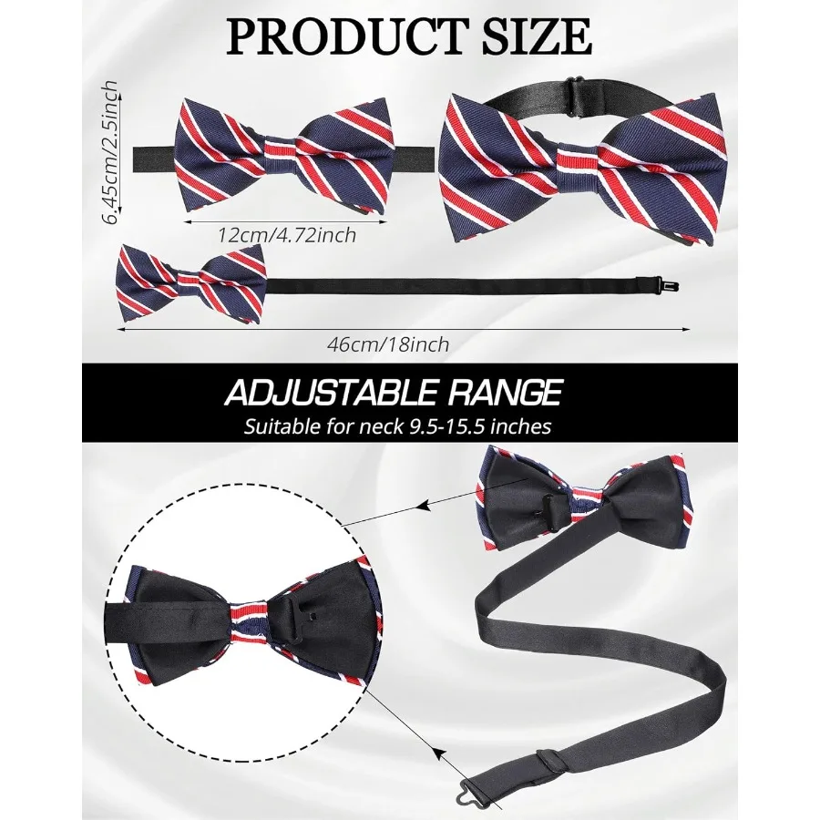 Set sfuso di 48 eleganti papillon prelegati con fascia da collo regolabile per uomo, perfetto per eventi formali, feste di matrimonio e busine