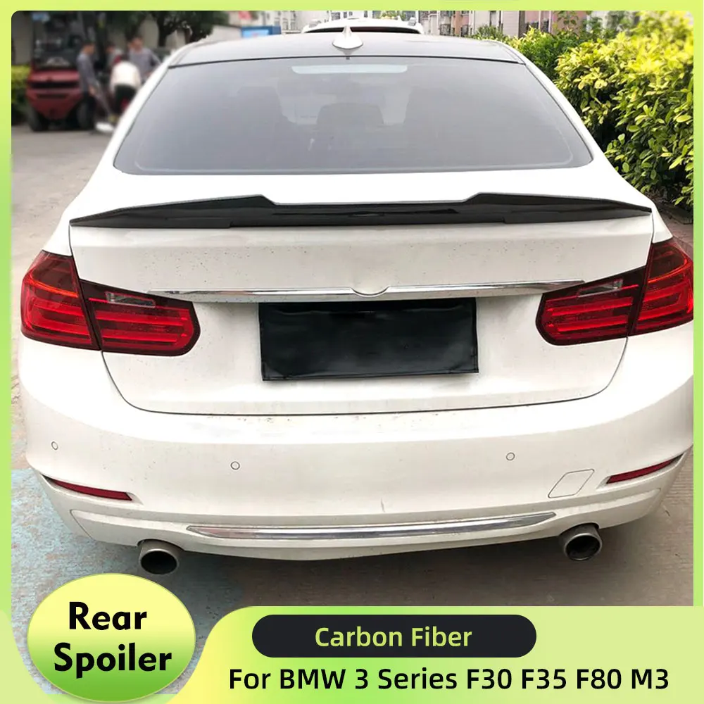 

Carbon Fiber Car Rear Spoiler for BMW 3 Series F30 F35 F80 M3 2013-2018 Rear Trunk Spoiler Boot Lip Rear Wing Lip ABS Black