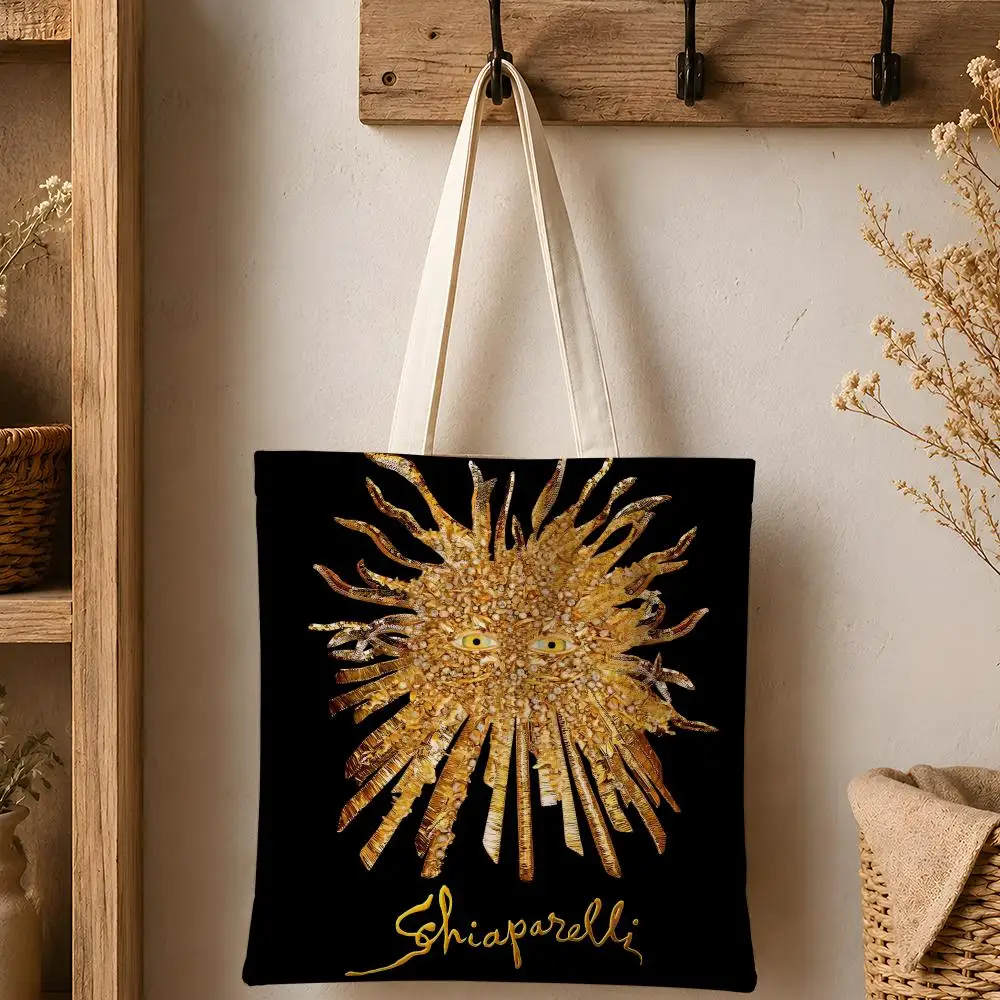 Luxuriöse S-Schiaparelli Aufbewahrungstaschen Modische Baumwoll-Canvas-Tragetasche 12/16oz Umweltfreundliche Wiederverwendbare Einkaufstasche mit Großer Kapazität – Detail 3