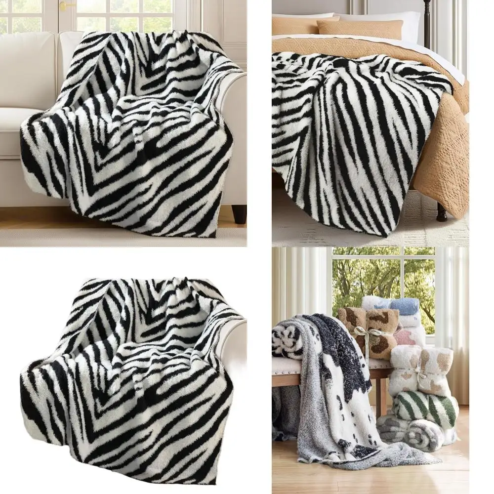 

Ultra Soft Cozy Zebra Print Blanket, Lightweight Plush Throw for Couch, Bed, Sofa, 60x80 Inches Black