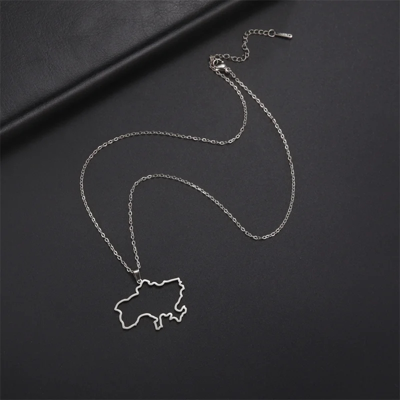 Mode Umriss Ukraine Karte Halskette Kette Halsband Hals Edelstahl Schmuck Ästhetische Halsketten Geschenke accesorios para mujer – Detail 21