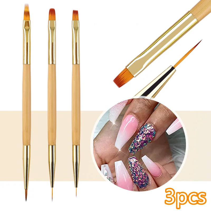 

3Pcs Nail Art Liner Brush Set 3D Tips French Line Stripes DIY Drawing Pen DIY UV Gel Brushes Painting Pen Manicure Tools
