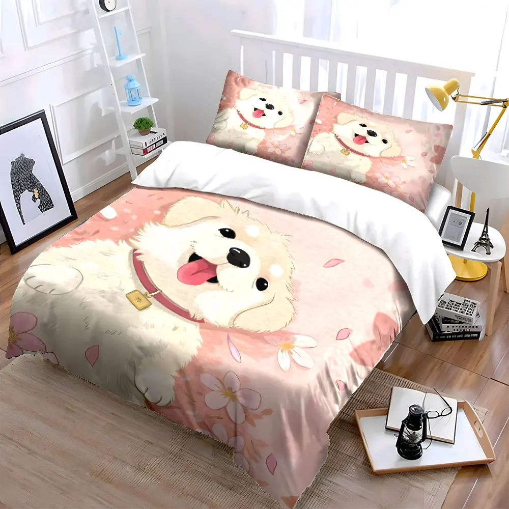 

Cheerful Puppy-Themed Spring Set Exquisite three-piece bedding set gift for kids and adults