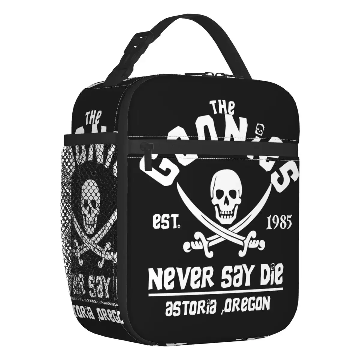 The Goonies Vintage Thermal Insulated Lunch Bags Never Say Die Skull Logo Portable Lunch Container for Outdoor Picnic Food Box