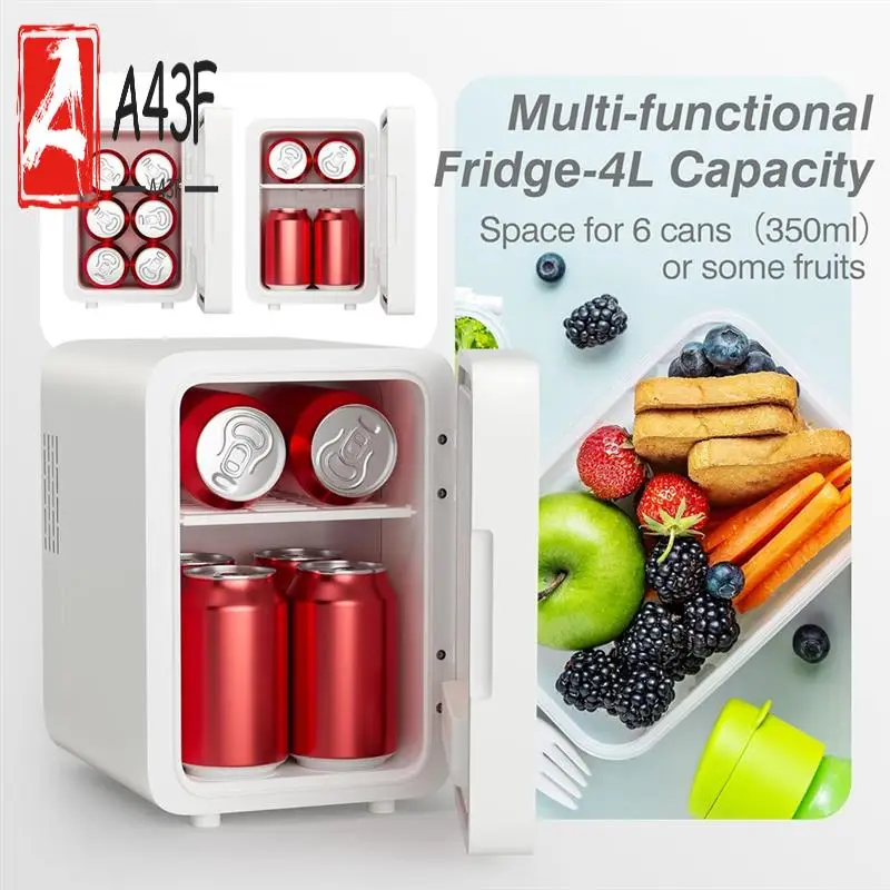 

A43F-Makeup Fridge With LED Light Mirror 4L Mini Fridge For Bedroom Car Small Refrigerator For Cosmetics, Skin Care