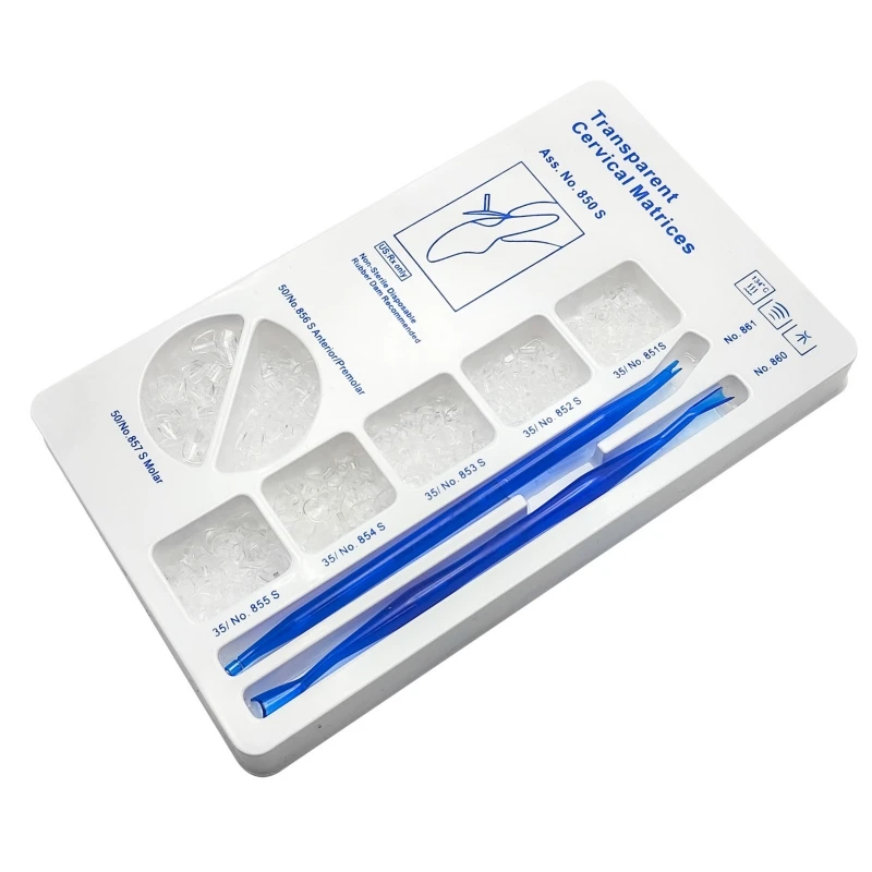 277Pcs/Set Dental Matrix Transparent Cervical Matrices Kit For Composite Gingival 850S Dentistry Resin Filling Materials Tools