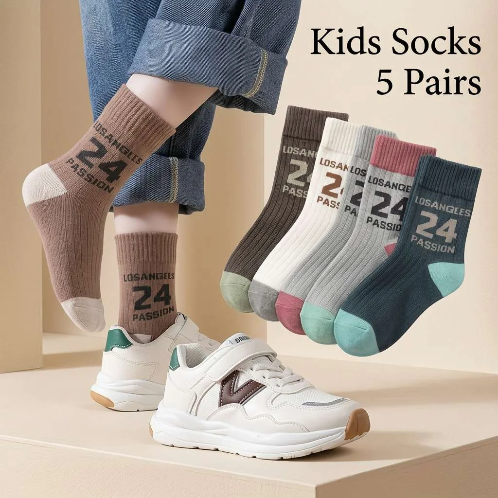 Street Fashion For Boy - 5Pairs/Lot Fashion Street Sports Mid-Calf Socks