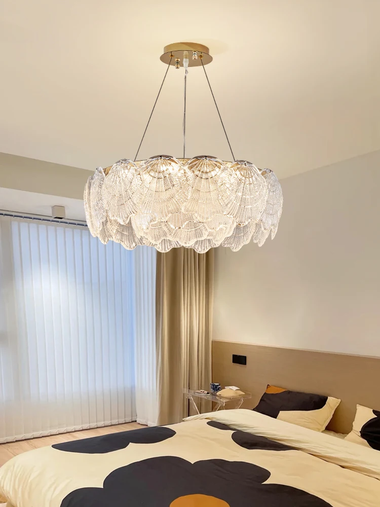

Modern Shell Chandelier Ceiling Lights Bedroom Living Room Home Decor Crystal Cover Pendant Lights Lamp Fixture Indoor Lighting