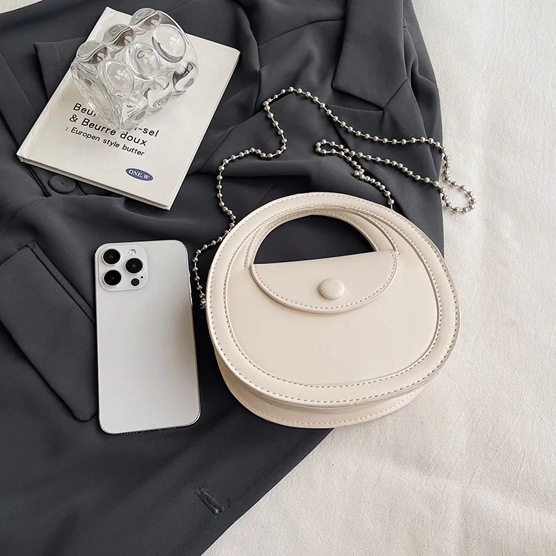 Handbag Saddle Bag for Women PU Leather Texture Candy Color 2023 New Korean Style Chain Trendy Design Crossbody Bag All-match