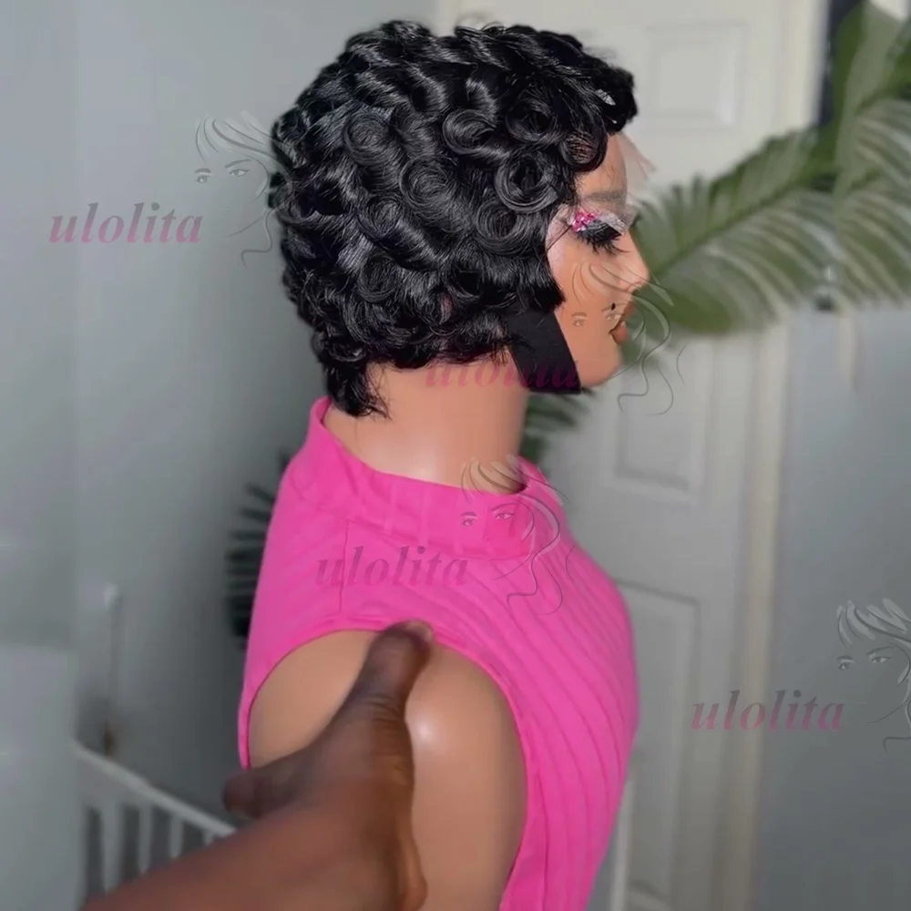 Chioma Lockige Pixie-Cut-Perücke 13X4 HD Full Frontal Perücke Kurzer Bob Echthaarperücken für Frauen Kleberlos Sofort tragbar Kurze Choima Perücke – Detail 7