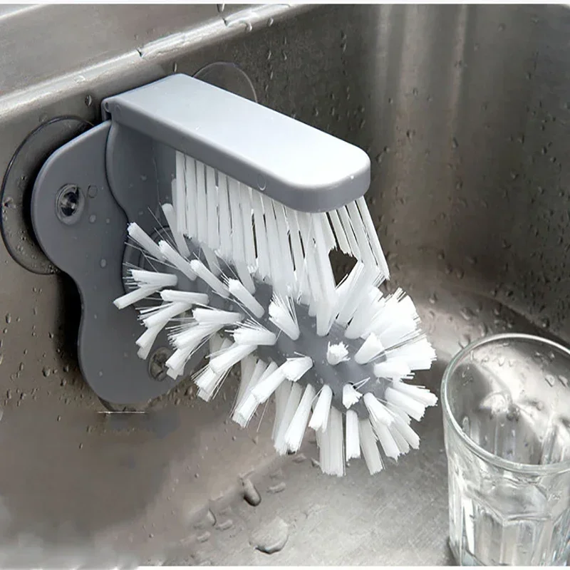 Household Suction Wall Glass Cleaning Brush Is Placed In The  Sink Convenient To Use Rotating Cup Kitchen Cleaning Tools New