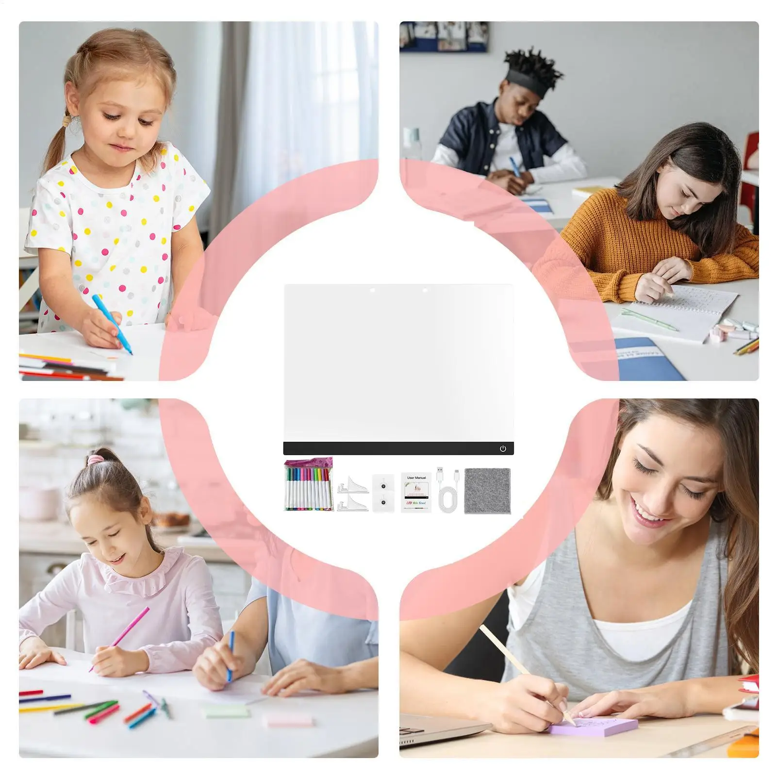 Led Note Board Adjustable Brightness 12-Color Pen Colorful Tablet Led Message Board For Kids Boy Girl School Classroom Home