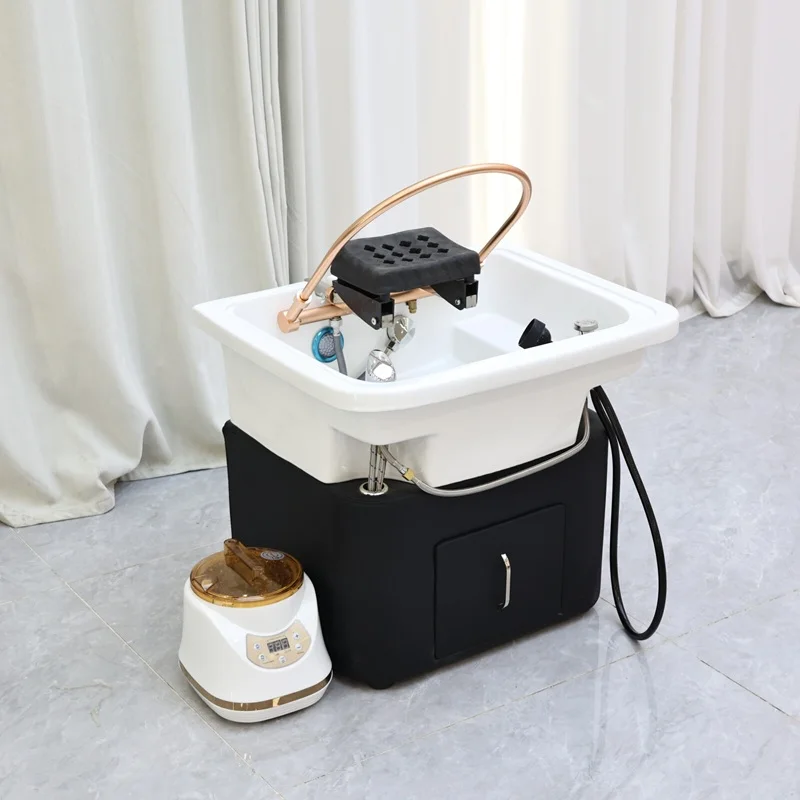 Modern Barber Shop Hair Spa Salon Equipment Portable Head Spa Hair Washing Sink With Water Circulation Removable Shampoo Basin