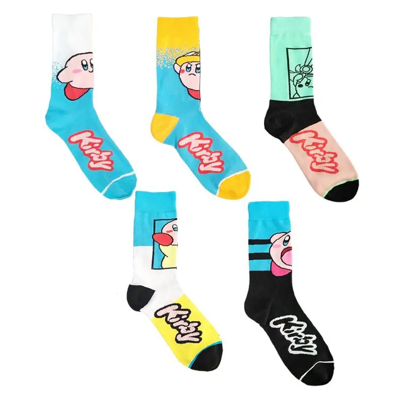 Kawaii Kirby Cotton Socks Mid-Tube Socks Sweat Absorption Breathable Leisure Socks Non-Slip Versatile Couple Cartoon Girls Gift