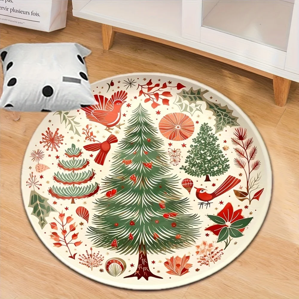 

VIKAMA Christmas circular decoration carpet living room bedroom study computer chair floor mat soft and comfortable home decor