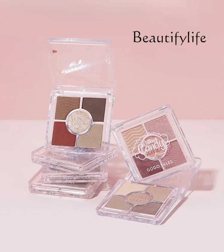 Premium five-color pocket eyeshadow disc earth color matte pearlescent pure desire wind small plate portable woman