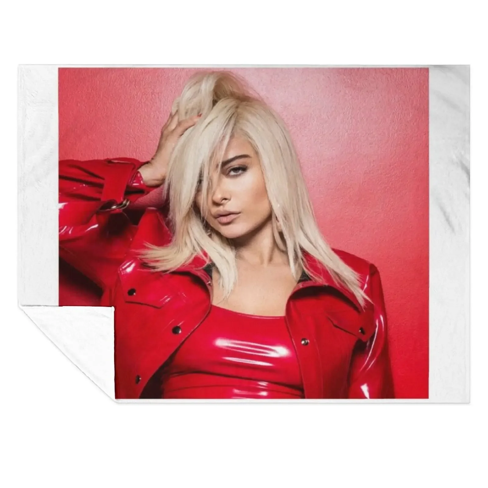 

BEBE REXHA Red Leather Jacket Throw Blanket Comforter sofa bed Beautifuls Soft Plaid Blankets