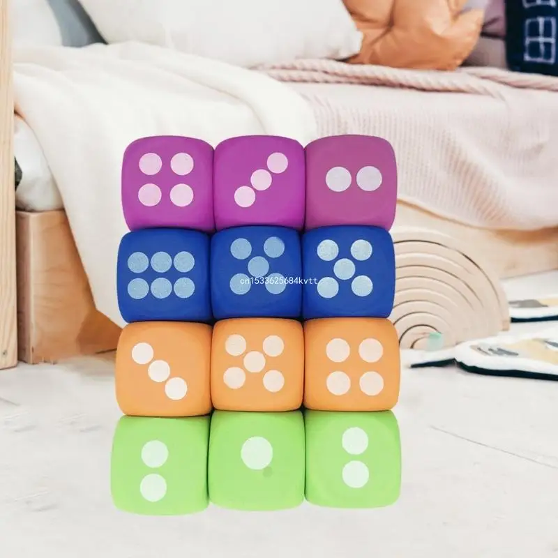 Pack of 6/12Pcs Large Colorful EVA Foam Dices Cubes with Number Dots Use for Kid Dropship