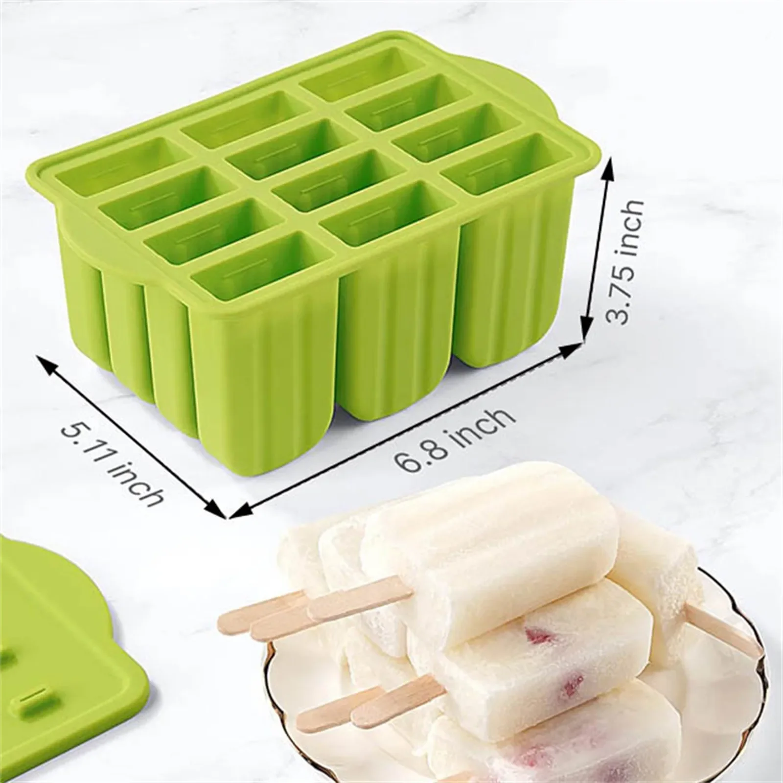 12 Pieces Silicone Popsicle Maker Molds Food Grade Ice Molds With Ice Cream With 50 Popsicle Sticks Popsicles Molds Household