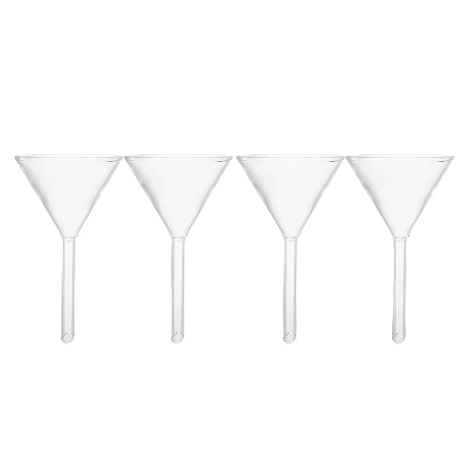 4Pcs Clear Laboratory Funnels for Oil Lanterns Wide Mouth Short Stem Glass Scientific Funnel Oil Filling Tool Precise