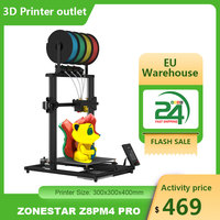ZONESTAR Z8PM4 PRO FDM 3D Printer 4-IN-1-OUT All Metal Extruder Mix  Color Printing With 4.3'' TFT-LCD 300x300x400mm Build Area