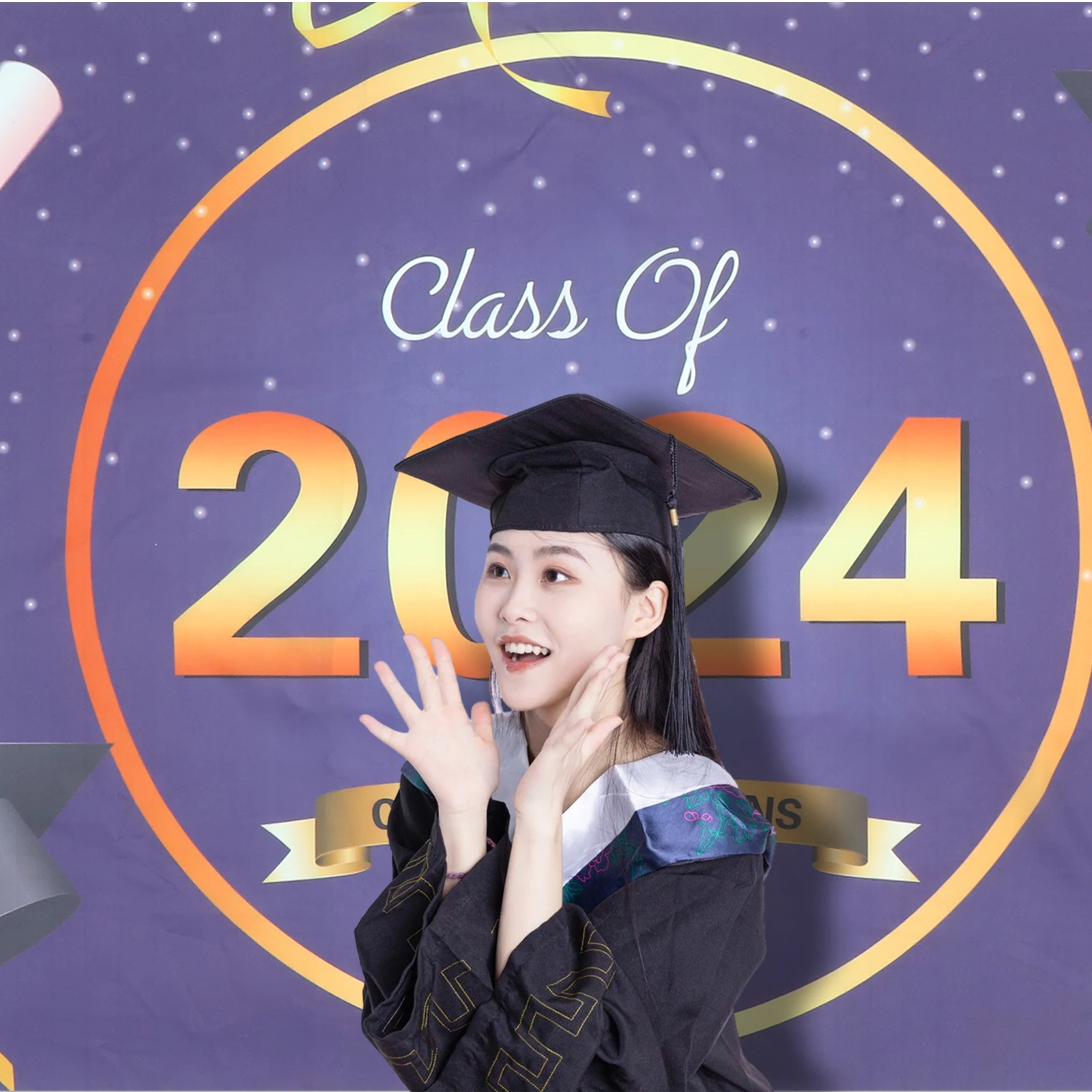 

Graduation Backdrop Prop Lightweight Polyester Party Hanging Background Cloth for Photo