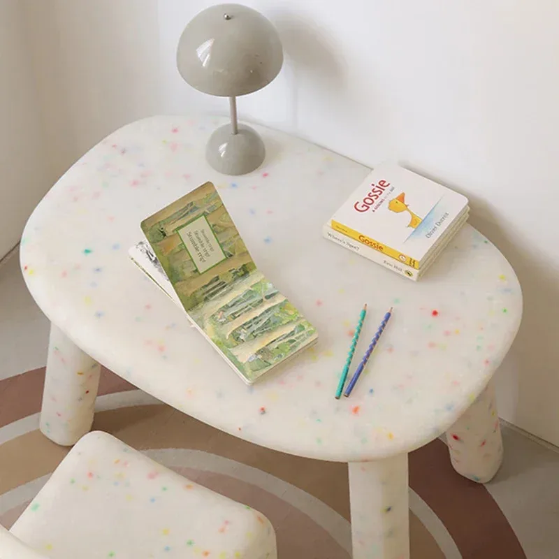 Mesa de escritorio para habitación de niños, sillas de plástico para bebés en edad preescolar, muebles de estudio para niños pequeños, tocador, Mini juego