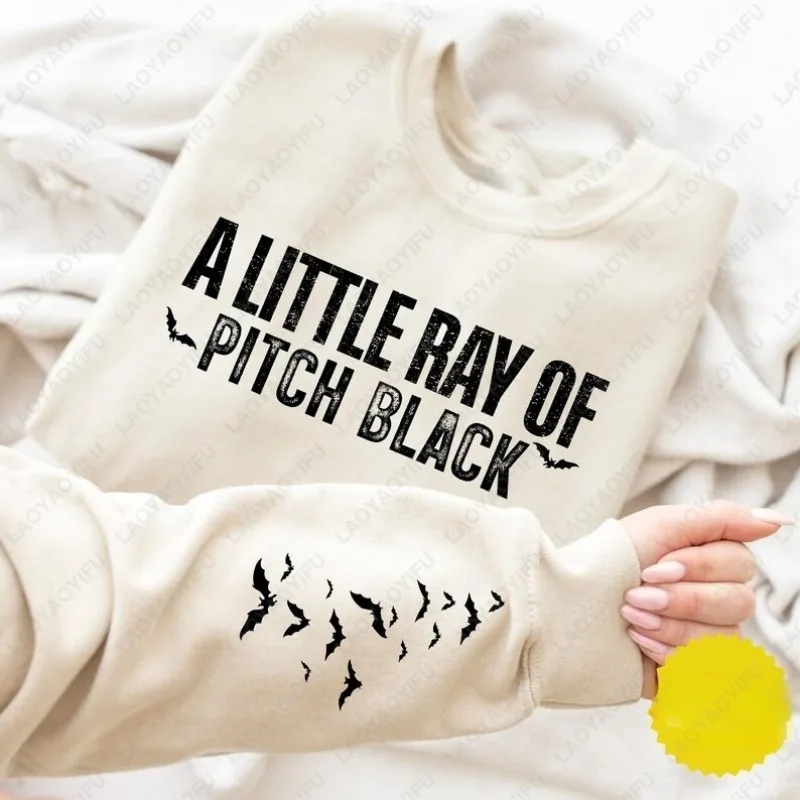 Gothic Halloween Bat Sleeve Dark Humor Crewneck Pullover Men Women All Saints' Day Hoodie Creative Fashion Keep Warm Sweatshirt