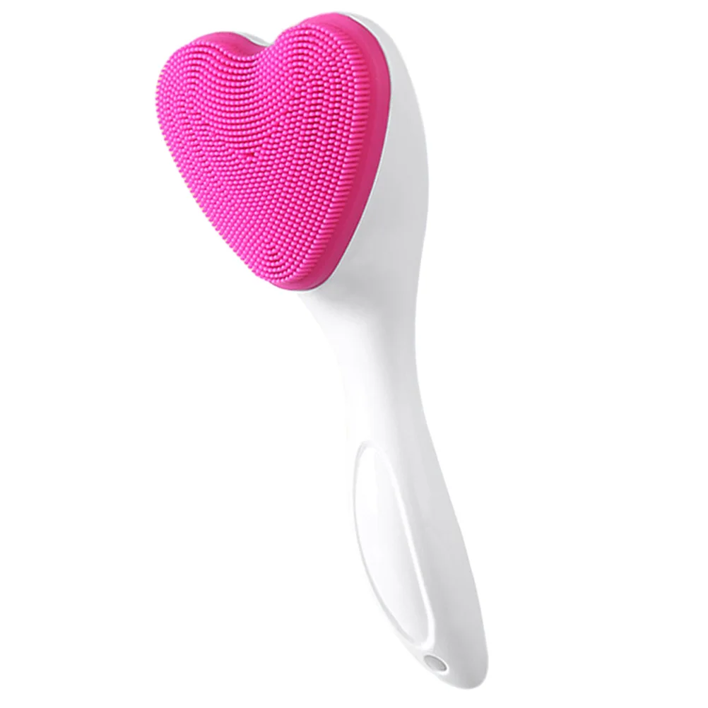 

Silicone Heart Face Washing Brush Rose Red Manual Facial Cleansing Brush Deep Cleaning Face Exfoliator Scrubber for Women