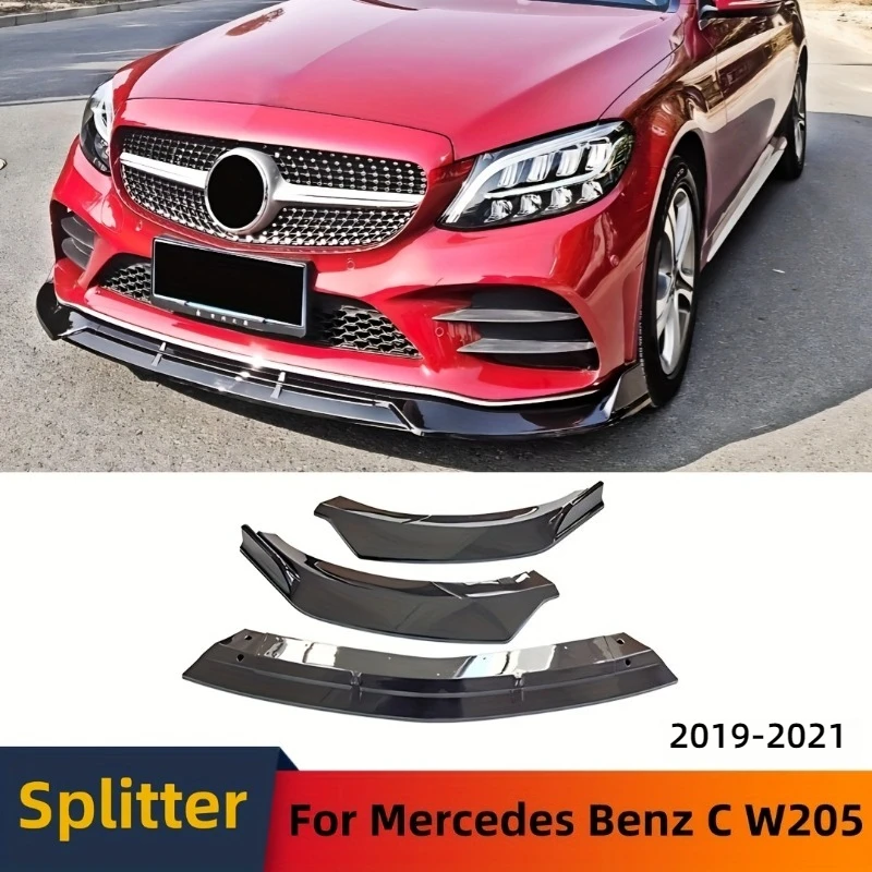 

For Mercedes Benz C Class W205 2019-21 Front Splitter Guard Bumper Lip Spoiler Chin Tuning Accessories Body Kit Styling Air Dams