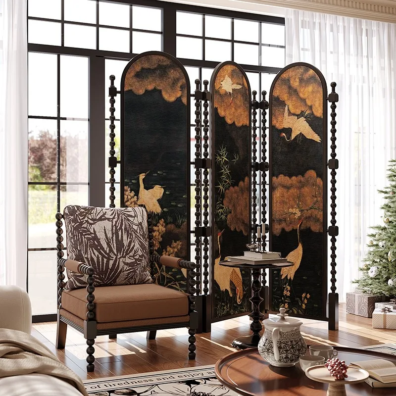 

French medieval screen partition, folding living room, entrance entrance hotel, restaurant home decoration sofa